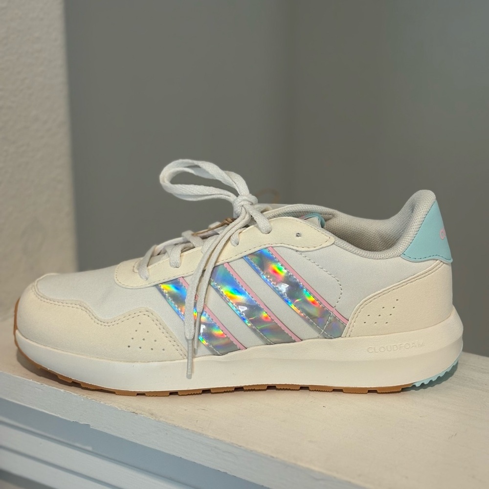 Adidas Run 60s Athletic Shoes Sneakers Size Youth Girl 6.5Y Women 8 White IE6119 - Picture 3 of 9